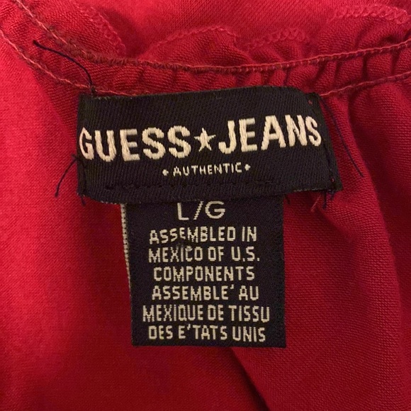 Guess maroon long sleeve top elastic scoop neck - Picture 4 of 5